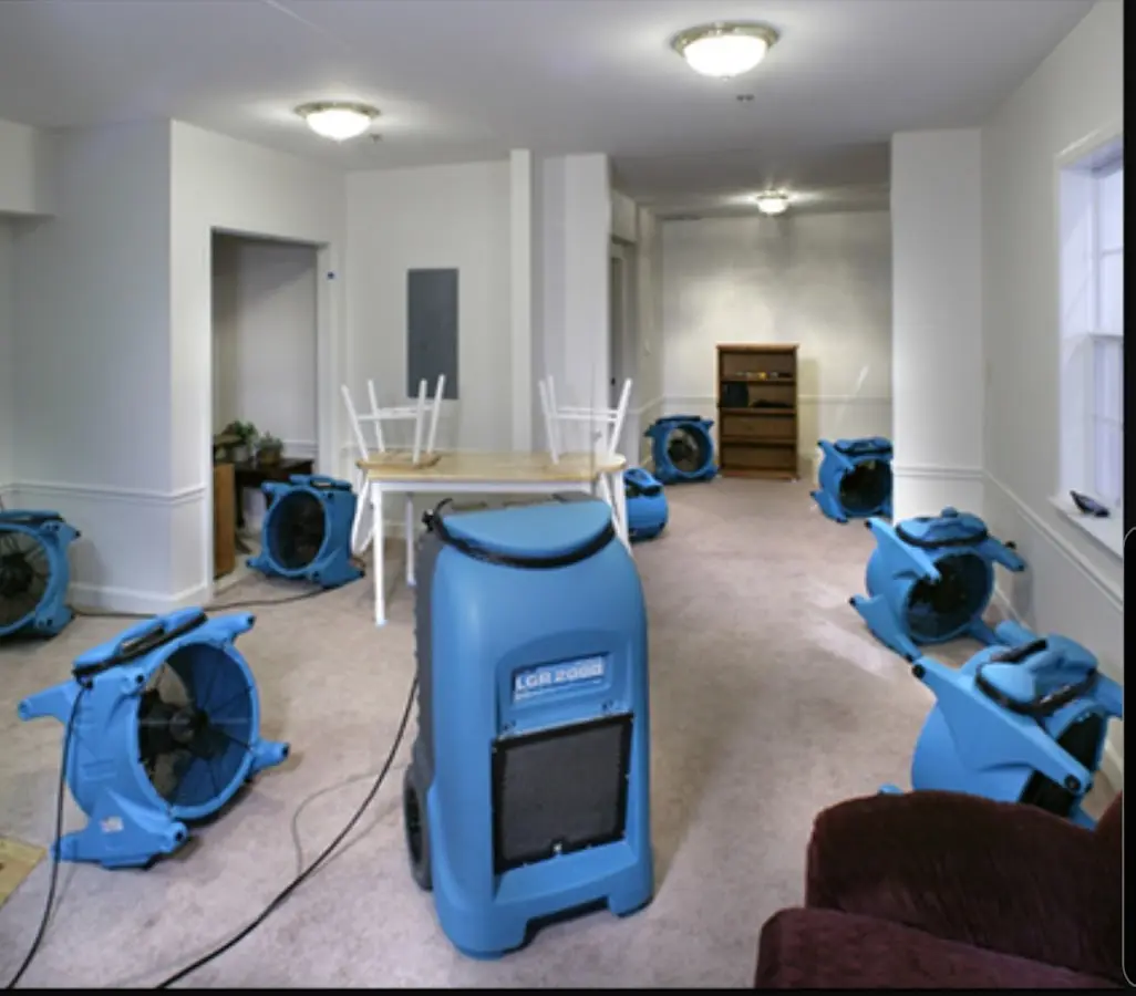 Air movers and dehumidifier setup for Water Extraction & Removal in Oak Hills